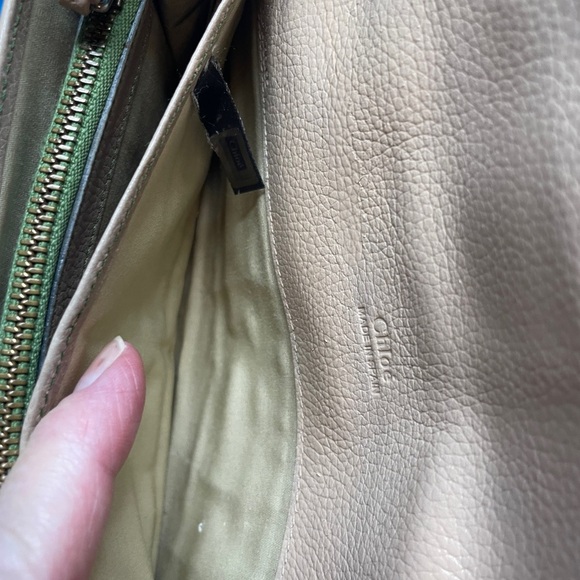Chloe Color-block Long Wallet VGC Greens and Beige Leather - Picture 8 of 12